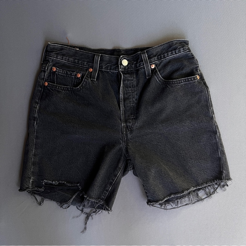 Levi's 501 Mid Thigh Denim Shorts Black size 29